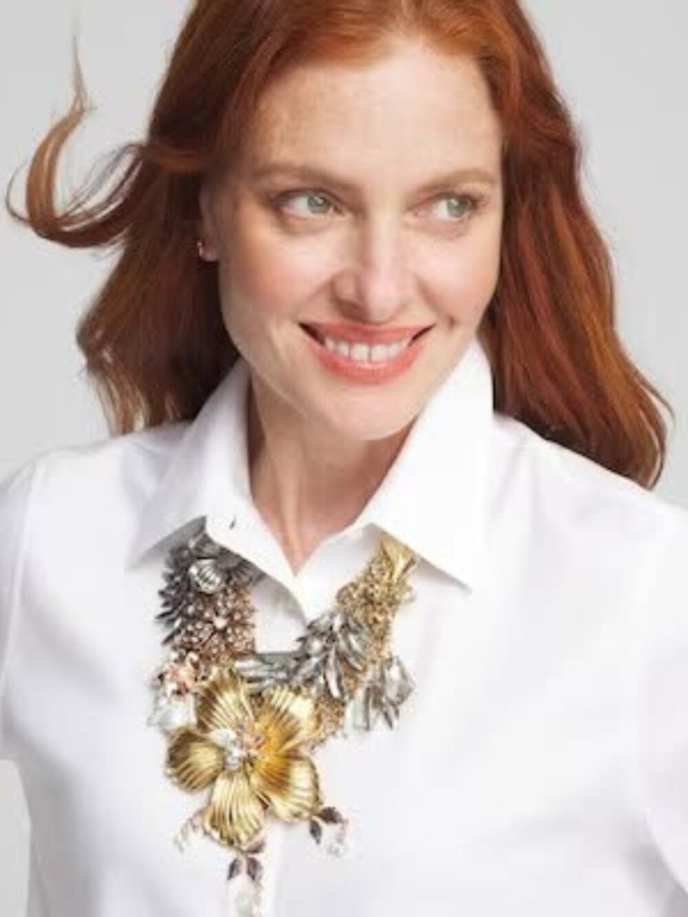 Mixed Metal Floral Statement Necklace.